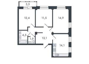 3-к квартира, вторичка, 76м2, 13/16 этаж