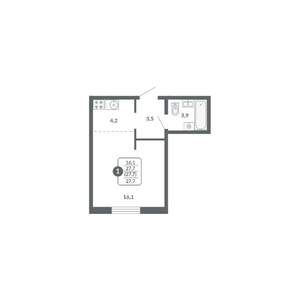1-к квартира, вторичка, 28м2, 14/17 этаж