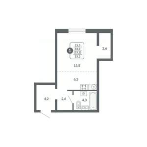 Студия квартира, вторичка, 33м2, 2/17 этаж