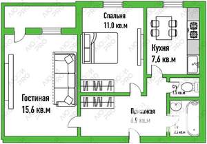 2-к квартира, вторичка, 47м2, 2/9 этаж