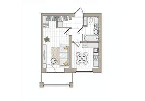 1-к квартира, вторичка, 38м2, 2/6 этаж