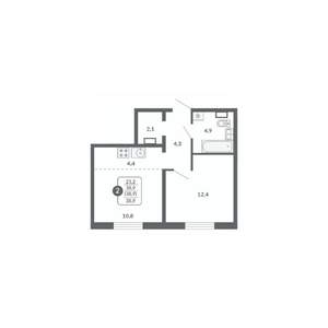 2-к квартира, вторичка, 39м2, 10/17 этаж