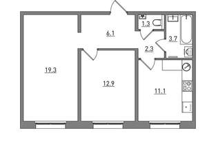 2-к квартира, вторичка, 57м2, 15/17 этаж