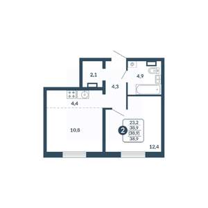 2-к квартира, вторичка, 39м2, 5/17 этаж