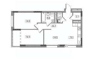 3-к квартира, вторичка, 73м2, 16/17 этаж