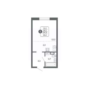 Студия квартира, вторичка, 26м2, 8/17 этаж