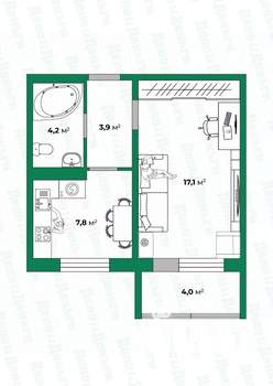1-к квартира, вторичка, 35м2, 9/9 этаж