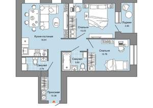2-к квартира, вторичка, 59м2, 3/8 этаж