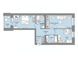 2-к квартира, строящийся дом, 63м2, 1/4 этаж