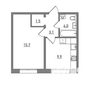 1-к квартира, вторичка, 34м2, 1/16 этаж