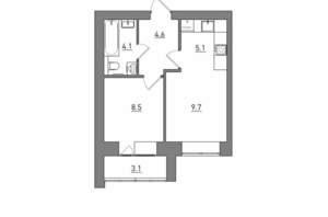 2-к квартира, вторичка, 35м2, 1/12 этаж