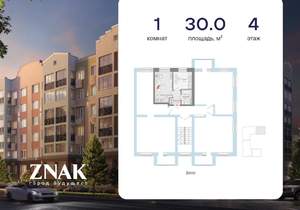 1-к квартира, вторичка, 30м2, 4/8 этаж