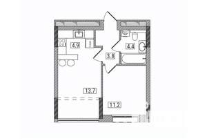 2-к квартира, вторичка, 38м2, 2/17 этаж
