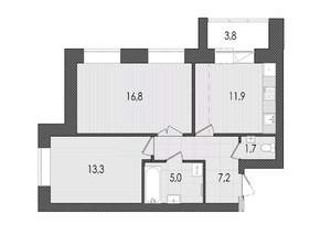2-к квартира, вторичка, 60м2, 7/9 этаж