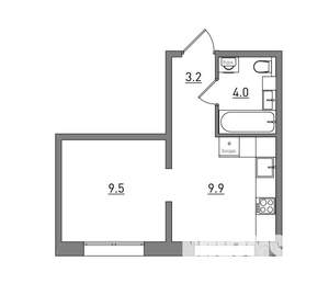 1-к квартира, вторичка, 27м2, 9/16 этаж
