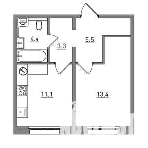 1-к квартира, вторичка, 38м2, 1/17 этаж