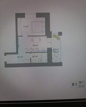 1-к квартира, вторичка, 31м2, 3/9 этаж