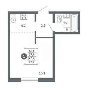 Студия квартира, вторичка, 28м2, 4/17 этаж