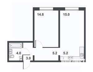 2-к квартира, вторичка, 47м2, 7/16 этаж
