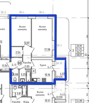 2-к квартира, вторичка, 58м2, 5/7 этаж