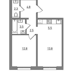 2-к квартира, вторичка, 45м2, 13/17 этаж