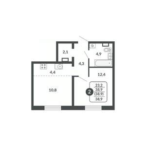 2-к квартира, вторичка, 39м2, 4/17 этаж