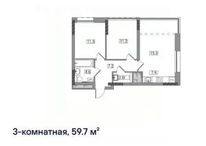 3-к квартира, вторичка, 60м2, 6/17 этаж