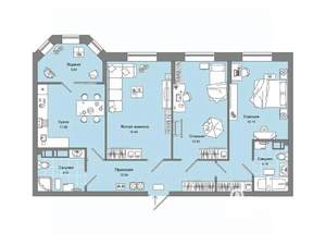 3-к квартира, вторичка, 78м2, 11/15 этаж
