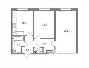 2-к квартира, вторичка, 59м2, 2/17 этаж