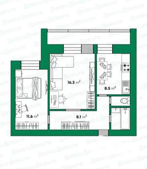 2-к квартира, вторичка, 52м2, 10/10 этаж