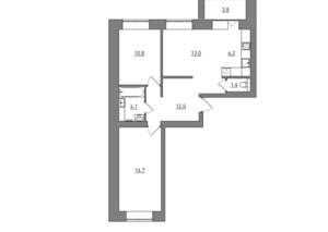 3-к квартира, вторичка, 68м2, 2/12 этаж