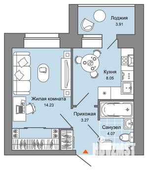 1-к квартира, вторичка, 32м2, 3/8 этаж