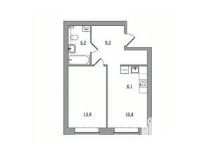 2-к квартира, вторичка, 42м2, 1/6 этаж
