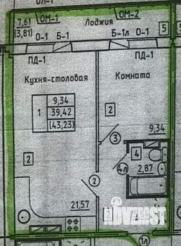 2-к квартира, вторичка, 43м2, 15/19 этаж