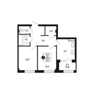 2-к квартира, вторичка, 49м2, 15/17 этаж