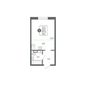 Студия квартира, вторичка, 26м2, 15/17 этаж