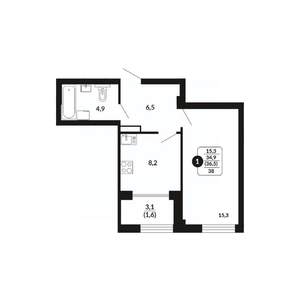 1-к квартира, вторичка, 37м2, 11/17 этаж