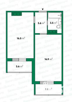 2-к квартира, вторичка, 41м2, 9/16 этаж