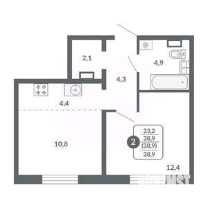 2-к квартира, вторичка, 39м2, 3/17 этаж