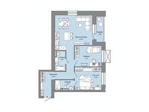 2-к квартира, строящийся дом, 74м2, 6/8 этаж