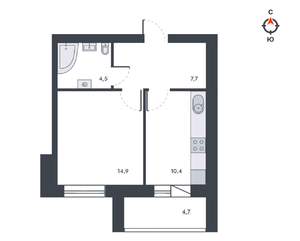 1-к квартира, вторичка, 42м2, 11/12 этаж