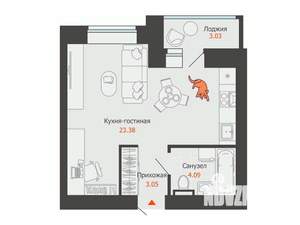 Студия квартира, строящийся дом, 32м2, 2/8 этаж