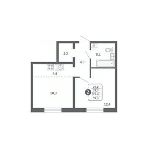 2-к квартира, вторичка, 39м2, 2/17 этаж