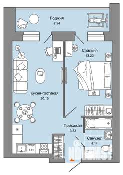 2-к квартира, вторичка, 46м2, 4/8 этаж