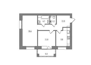 2-к квартира, вторичка, 62м2, 2/6 этаж