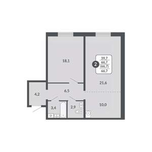 2-к квартира, вторичка, 67м2, 2/17 этаж