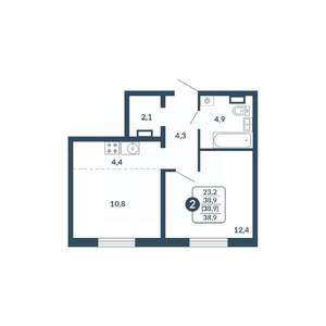 2-к квартира, вторичка, 39м2, 13/17 этаж