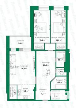 2-к квартира, вторичка, 123м2, 7/9 этаж