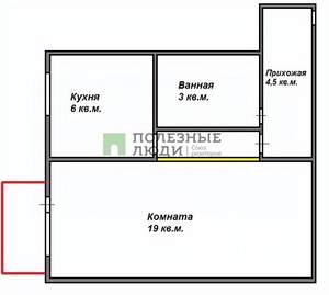 1-к квартира, вторичка, 32м2, 5/5 этаж