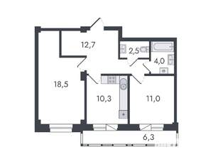 2-к квартира, вторичка, 65м2, 1/16 этаж